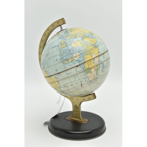 853A - A LATE 1950s CHAD VALLEY CHILD'S GLOBE, M200, rotates on its stand, with clock setting wheel, height... 