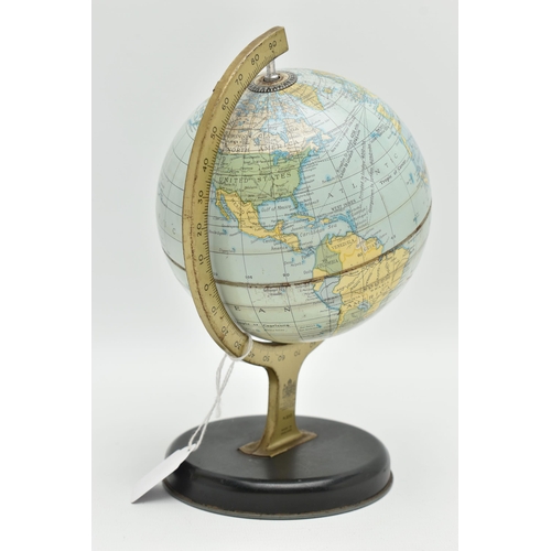 853A - A LATE 1950s CHAD VALLEY CHILD'S GLOBE, M200, rotates on its stand, with clock setting wheel, height... 