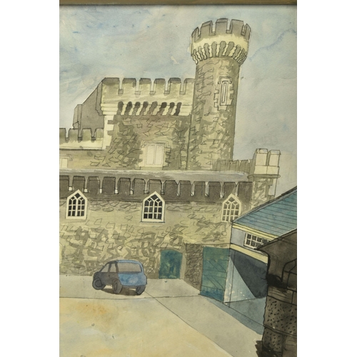 804 - EDWARD BAWDEN (1903-1989) 'CAERHAYS CASTLE', CORNWALL: ENTRANCE TO THE STABLE YARD', a view of the c... 