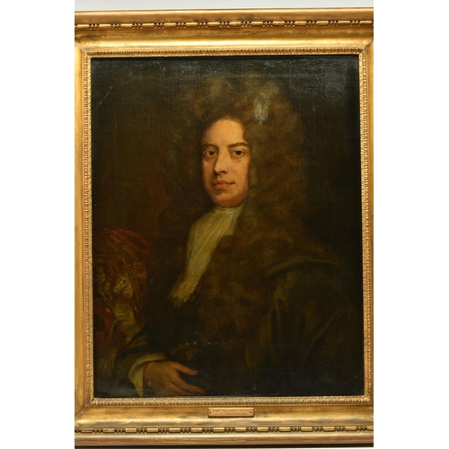 850 - AFTER GODFREY KNELLER (1646-1723) 'LORD CHANCELLOR SOMERS', an 18th Century  half-length portrait of... 