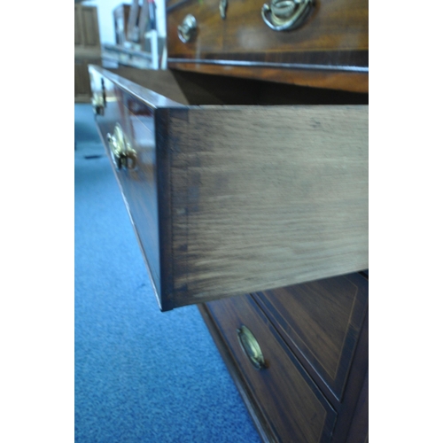 1249 - A GEORGIAN MAHOGANY SECRETAIRE BOOKCASE, the top with double astragal glazed doors, enclosing three ... 