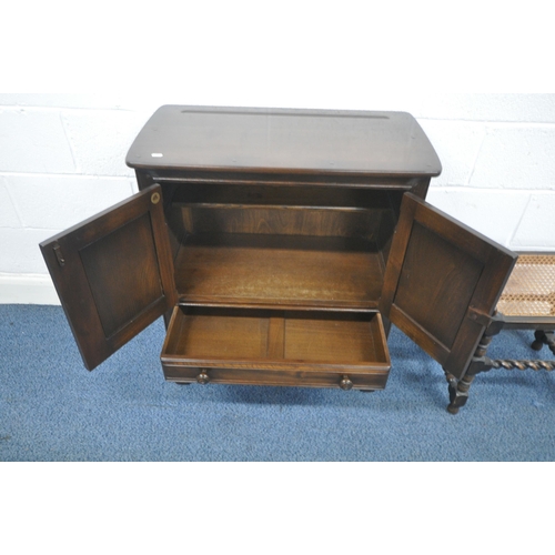 1313 - A DARK ERCOL ELM TWO DOOR CABINET, with a single drawer, width 79cm x depth 43cm x height 88cm, alon... 