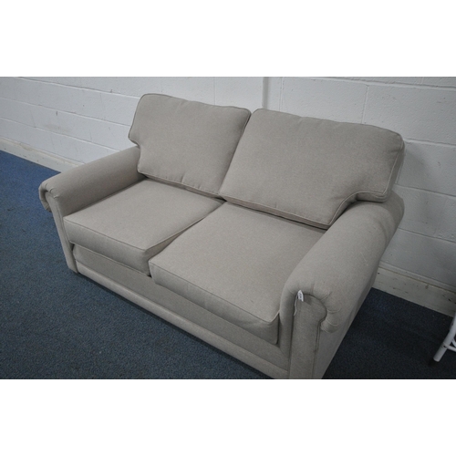 1317 - A JOHN LEWIS OATMEAL UPHOLSTERED TWO SEATER SOFA BED, length 175cm x depth 92cm x height 69cm (condi... 