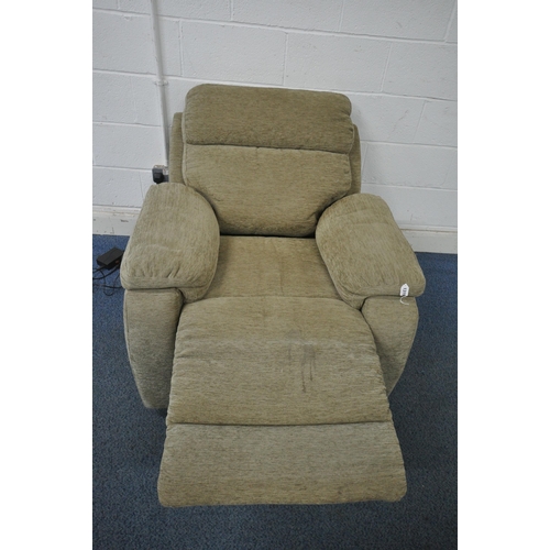 1319 - AN OATMEAL UPHOLSTERED ELECTRIC RECLINING ARMCHAIR, width 98cm x depth 95cm x height 96cm (condition... 