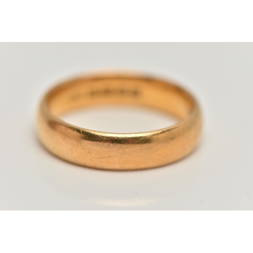 14 - A 22CT YELLOW GOLD WEDDING BAND, designed as a plain polished band, hallmarked Birmingham 1925, appr... 