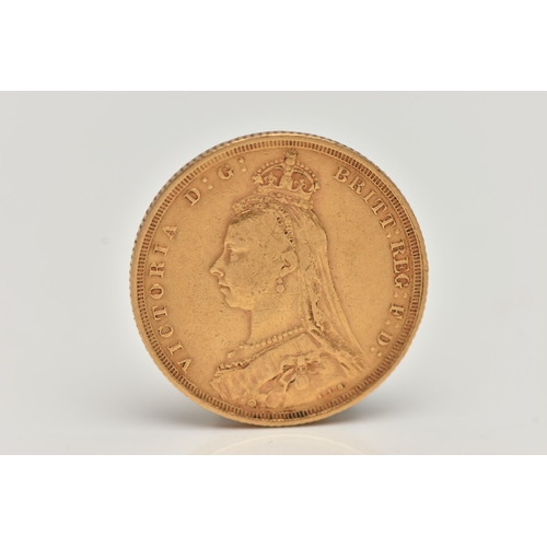 5 - A FULL SOVEREIGN, late Victorian sovereign dated 1889, diameter 22mm, approximate weight 8 grams (co... 