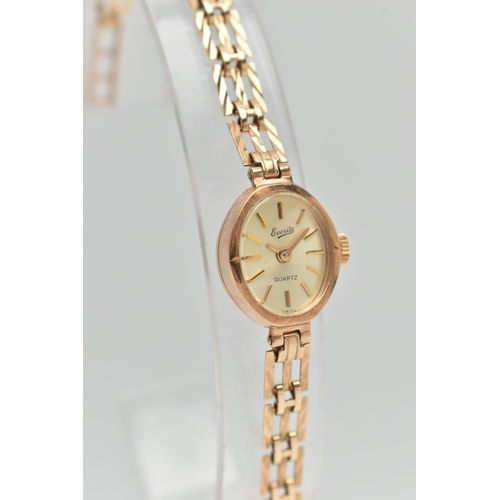 9 - TWO LADYS WRISTWATCHES, the first a 9ct gold Everite watch, with oval face and baton markers, 9ct ha... 