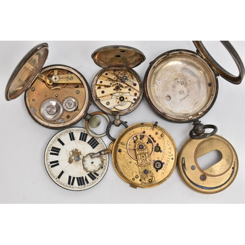 114 - THREE OPEN FACE POCKET WATCHES, the first an AF silver pocket watch, hallmarked London import, the s... 