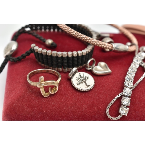 121 - A SELECTION OF JEWELLERY, to include a Fossil bracelet with magnetic steel clasp, some Links of Lond... 