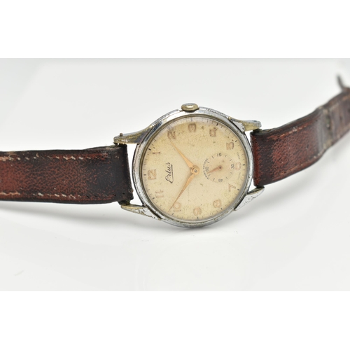 129 - A 'ERTUS' GENTS WRISTWATCH, hand wound movement, round dial signed 'Ertus', Arabic numerals, subsidi... 