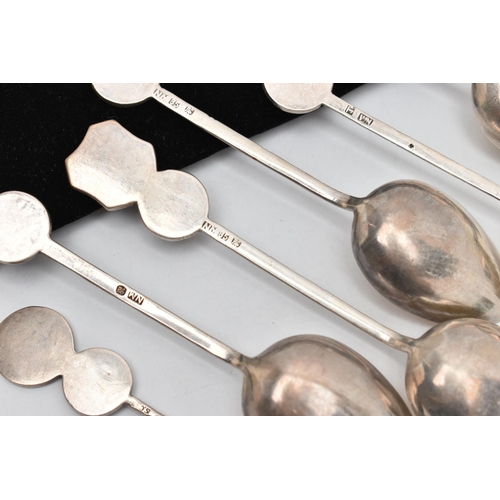 142 - SIX EARLY 20TH CENTURY ORIENTAL SPOONS, five Chinese spoons, stamped 'Wing Nam & Co', the sixth spoo... 
