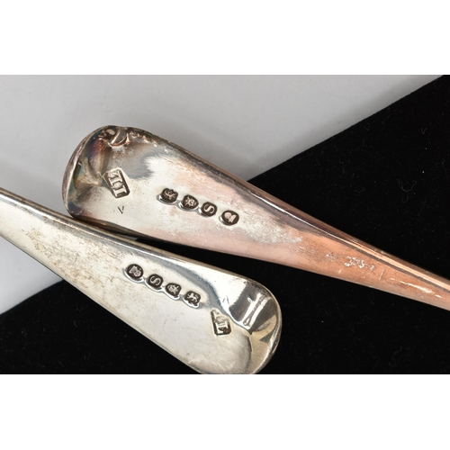 144 - A PAIR OF GEORGE III SILVER BERRY SPOONS, with later added embossed and engraved detail, hallmarked ... 