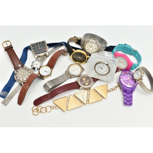 162 - A BOX OF ASSORTED FASHION WATCHES, names to include Timberland, Ice, Vibe and Red or Dead, (conditio... 