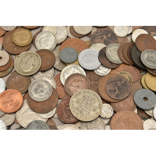 191 - A CARDBOARD TRAY OF MIXED WORLD COINS, of mainly 20th century with approximately 300 grams of silver... 