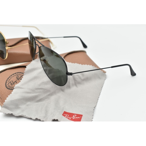 196 - TWO PAIRS OF CASED VINTAGE AVIATOR SUNGLASSES, the first with gold tone frame, stamped 'B & L Ray-Ba... 