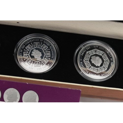 201 - A 60TH ANNIVERSARY OF THE CORONATION QUEEN ELIZABETH II FOUR SILVER CROWN SET, to include silver Cro... 