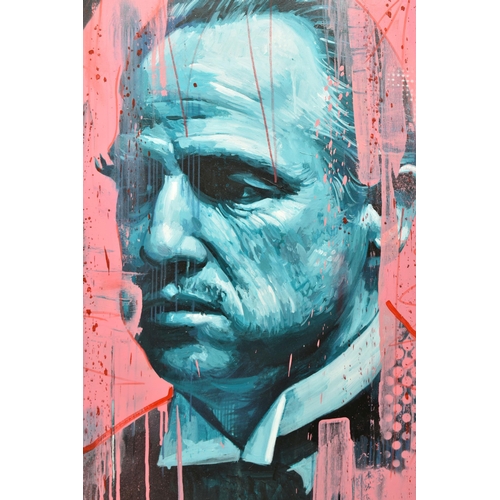 318 - ZINSKY (BRITISH CONTEMPORARY) 'THE GODFATHER', a portrait of Marlon Brando as his film character Don... 