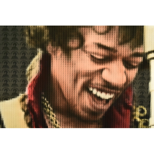 319 - NICK HOLDSWORTH (BRITISH CONTEMPORARY) 'JIMI HENDRIX', a pixelated portrait of the rockstar, signed ... 