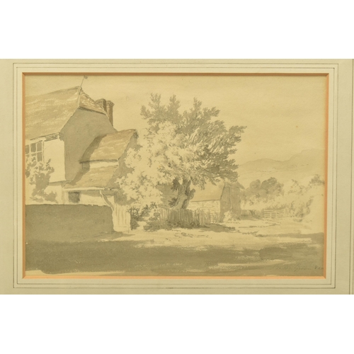 324 - ATTRIBUTED TO ROBERT HILLS (1769-1844) 'BUDDS GREEN, KENT' a farmhouse beside a lane, no visible sig... 