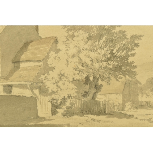 324 - ATTRIBUTED TO ROBERT HILLS (1769-1844) 'BUDDS GREEN, KENT' a farmhouse beside a lane, no visible sig... 