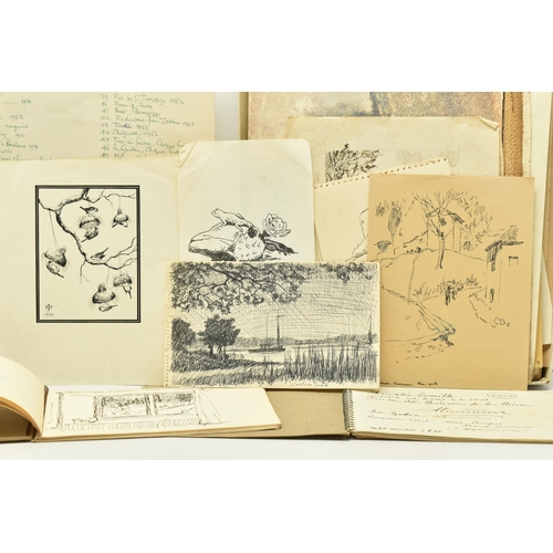 327 - JOHN ALFRED HAGGIS (1897-1967) A BOX CONTAINING APPROXIMATELY ONE HUNDRED SKETCHES ETC, the sketches... 