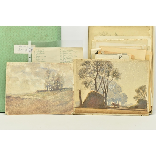 327 - JOHN ALFRED HAGGIS (1897-1967) A BOX CONTAINING APPROXIMATELY ONE HUNDRED SKETCHES ETC, the sketches... 