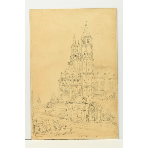 335 - CIRCLE OF SAMUEL PROUT (1783-1852) 'WORMS CATHEDRAL' an unsigned drawing of the cathedral in Germany... 