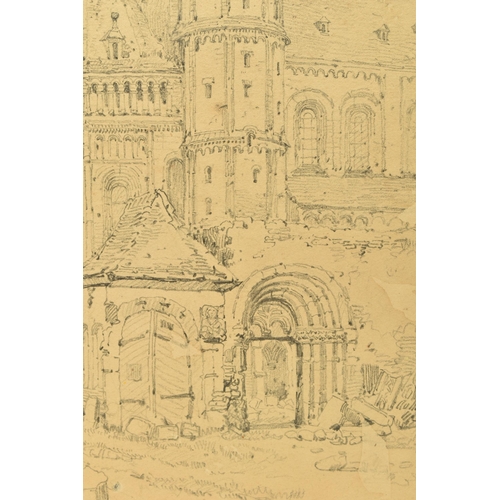 335 - CIRCLE OF SAMUEL PROUT (1783-1852) 'WORMS CATHEDRAL' an unsigned drawing of the cathedral in Germany... 