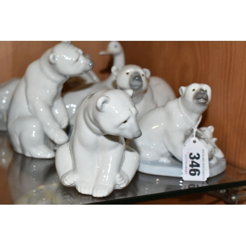 346 - A GROUP OF SEVEN LLADRO FIGURES, comprising four Polar Bear figures 5434, 1206, 1207, 1208, together... 