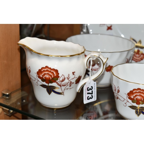 373 - A TWENTY PIECE ROYAL CROWN DERBY 'BALI' TEA SET, pattern no A1100, comprising a cake plate, a cream ... 