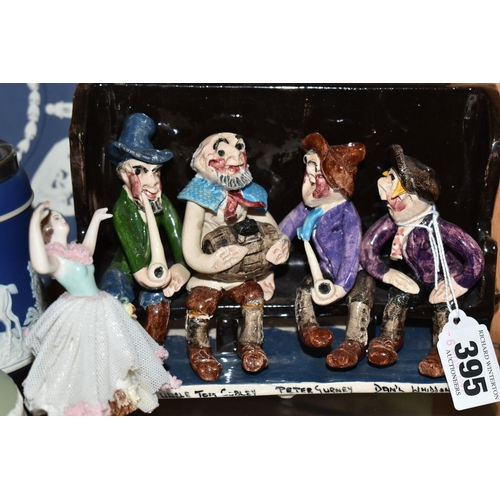 395 - A FIGURE GROUP BY WILL YOUNG FOR RUNNAFORD POTTERY, showing characters from the song Widdecombe Fair... 