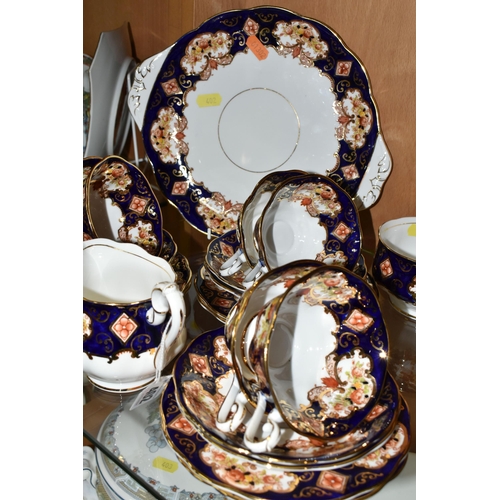 402 - A GROUP OF ROYAL ALBERT 'HEIRLOOM' PATTERN TEAWARE, comprising a milk jug, cake plate (small hairlin... 