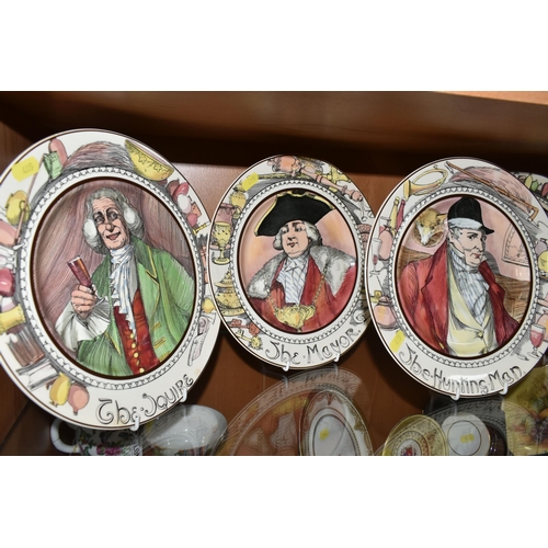 405 - EIGHT ROYAL DOULTON SERIES WARE CHARACTER PLATES, comprising 'The Hunting Man' D6282 plates, 'The Do... 