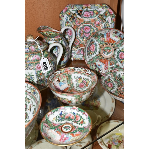 408 - A COLLECTION OF MOSTLY 20TH CENTURY CHINESE CANTON FAMILLE ROSE PORCELAIN, comprising three bowls, a... 