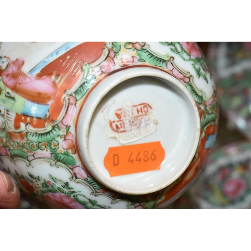 408 - A COLLECTION OF MOSTLY 20TH CENTURY CHINESE CANTON FAMILLE ROSE PORCELAIN, comprising three bowls, a... 