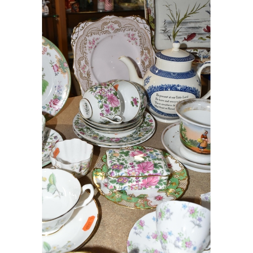 419 - A GROUP OF TEA WARES, over forty pieces to include a Wedgwood 'Replica of the Wesley-Wedgwood Teapot... 