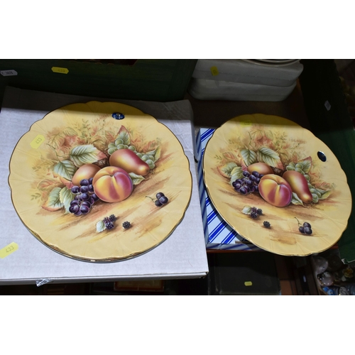 433 - TWO BOXES OF ORNAMENTS AND COLLECTOR'S PLATES, to include two Aynsley 'Orchard Gold' cabinet plates,... 