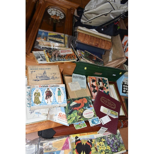 435 - TWO BOXES OF MISCELLANEOUS SUNDRIES AND ANTIQUARIAN BOOKS, to include a mid-century Bagatelle board,... 