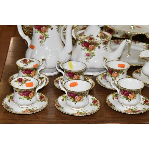 436 - A QUANTITY OF ROYAL ALBERT 'OLD COUNTRY ROSES' PATTERN TEAWARE, comprising one coffee pot (marked as... 