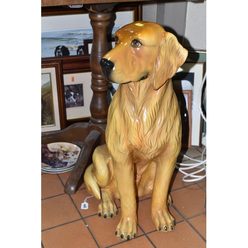 445 - AN ITALIAN MADE FLOOR STANDING CERAMIC DOG, golden Labrador, (possibly Intrada) height 68cm, with th... 