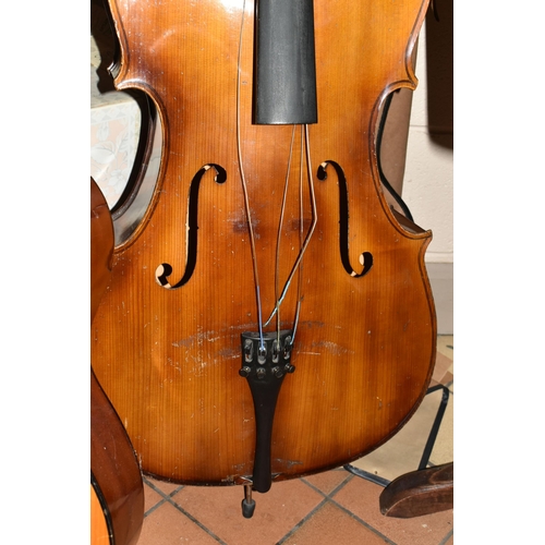 451 - A CELLO AND TWO ACOUSTIC GUITARS, comprising a Hungarian made cello, length of body 67cm, from scrol... 