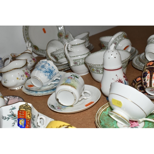 467 - A GROUP OF TEA WARES, to include a Belleek sugar bowl or preserve dish on a plated stand, teacups an... 