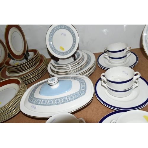 473 - A GROUP OF VARIOUS DINNER WARES, to include burgundy and gilt banded Mascot China/Acme Japan dinner ... 