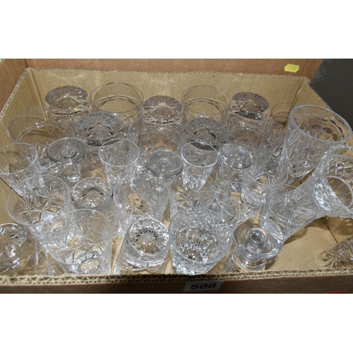 500 - SIX BOXES OF DRINKING GLASSES, to include boxed sets of  Luminarc wine glasses, brandy glasses, frui... 