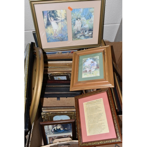 516 - THREE BOXES OF VINTAGE PRINTS, to include a quantity of prints after Margaret W. Tarrant - scenes de... 