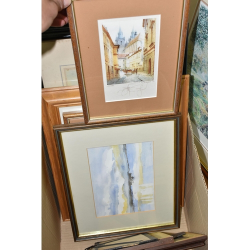 522 - A SMALL QUANTITY OF PAINTINGS AND PRINTS, to include two early 20th century oils on board depicting ... 