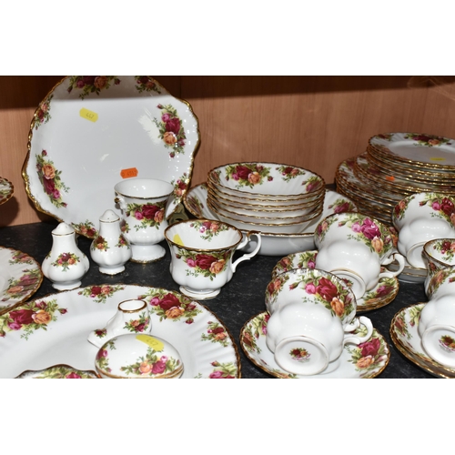 447 - A COLLECTION OF ROYAL ALBERT 'OLD COUNTRY ROSES' PATTERN TEAWARE, comprising teapot, nine tea cups, ... 