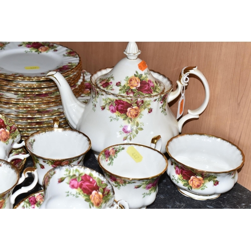 447 - A COLLECTION OF ROYAL ALBERT 'OLD COUNTRY ROSES' PATTERN TEAWARE, comprising teapot, nine tea cups, ... 