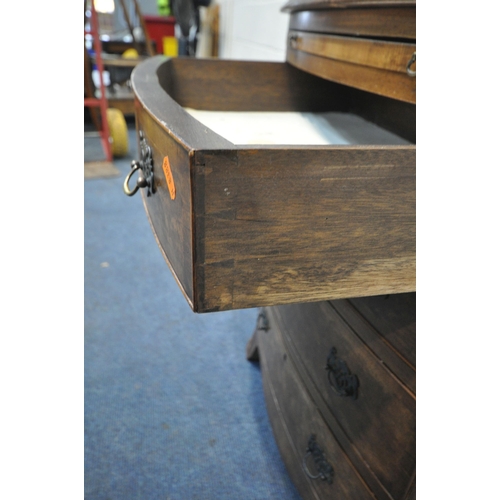 1204 - A REPRODUCTION BURR WALNUT CHEST OF FOUR DRAWERS, with a brushing slide, width 61cm x depth 81cm x h... 