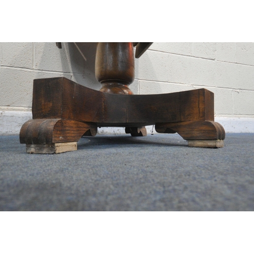 1230 - A BESPOKE 20TH CENTURY OAK DROP LEAF SOFA TABLE, with a drawer to each end, on turned and four legs,... 